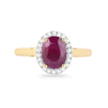 1.41 Ct Oval Pink Ruby Diamond Prong 10K Gold Halo Ring by Fine Color Jewels