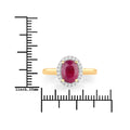 1.41 Ct Oval Pink Ruby Diamond Prong 10K Gold Halo Ring by Fine Color Jewels