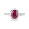 1.41 Ct Oval Pink Ruby Diamond Prong 10K Gold Halo Ring