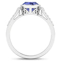 1.41 Ct Oval Violet Tanzanite & Lab Diamond Bezel 14K Gold Bridge Ring by Fine Color Jewels