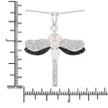 1.41 Ct White Ethiopian Opal Prong Silver Dragonfly Pendant Cable Chain Necklace by Fine Color Jewels