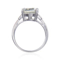 1.44 Ct Oval Green Amethyst Prong Silver Chunky Engagement Ring by Fine Color Jewels