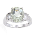 1.44 Ct Oval Green Amethyst Prong Silver Cocktail Ring by Fine Color Jewels
