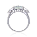 1.44 Ct Oval Green Amethyst Prong Silver Cocktail Ring by Fine Color Jewels