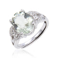 1.44 Ct Oval Green Amethyst Prong Silver Engagement Ring by Fine Color Jewels