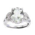 1.44 Ct Oval Green Amethyst Prong Silver Engagement Ring by Fine Color Jewels