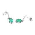 1.44 Ct Oval Green Zambian Emerald Diamond Prong 10K Gold Dangle Earrings by Fine Color Jewels