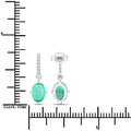 1.44 Ct Oval Green Zambian Emerald Diamond Prong 10K Gold Dangle Earrings by Fine Color Jewels