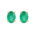 1.44 Ct Oval Green Zambian Emerald Prong 10K Gold Stud Earrings by Fine Color Jewels