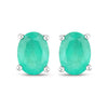 1.44 Ct Oval Green Zambian Emerald Prong 10K Gold Stud Earrings