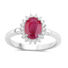 1.44 Ct Oval Pink Ruby Diamond Prong 10K Gold Halo Ring
