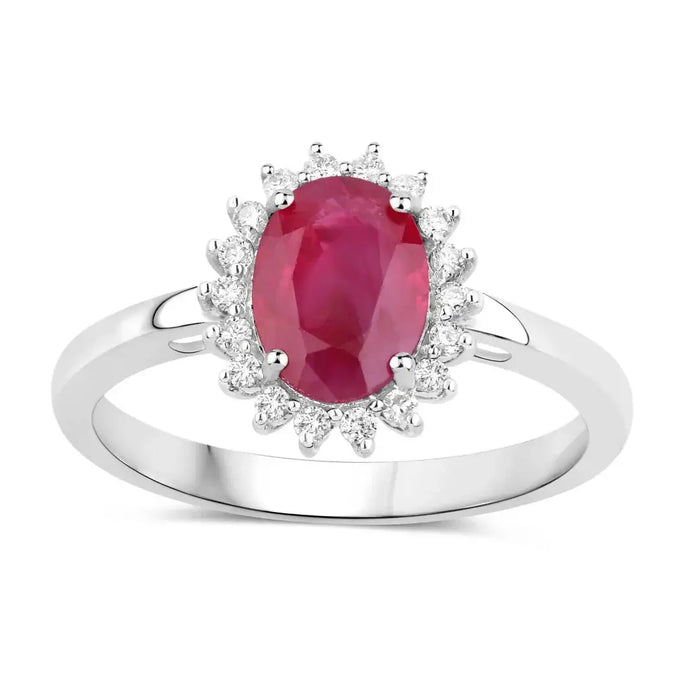 1.44 Ct Oval Pink Ruby Diamond Prong 10K Gold Halo Ring by Fine Color Jewels