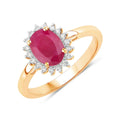 1.44 Ct Oval Pink Ruby Diamond Prong 10K Gold Halo Ring by Fine Color Jewels