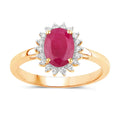 1.44 Ct Oval Pink Ruby Diamond Prong 10K Gold Halo Ring by Fine Color Jewels