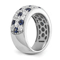 1.44 Ct Round Blue Sapphire & Lab Diamond Pavé 14K White Gold Cocktail Ring by Fine Color Jewels