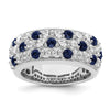 1.44 Ct Round Blue Sapphire & Lab Diamond Pavé 14K White Gold Cocktail Ring