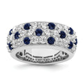 1.44 Ct Round Blue Sapphire & Lab Diamond Pavé 14K White Gold Cocktail Ring by Fine Color Jewels
