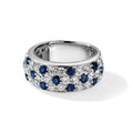 1.44 Ct Round Blue Sapphire & Lab Diamond Pavé 14K White Gold Cocktail Ring by Fine Color Jewels