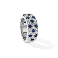 1.44 Ct Round Blue Sapphire & Lab Diamond Pavé 14K White Gold Cocktail Ring by Fine Color Jewels