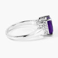1.45 Ct Cushion Purple Amethyst Lab Diamond Prong Silver Bridge Ring by Fine Color Jewels