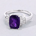 1.45 Ct Cushion Purple Amethyst Lab Diamond Prong Silver Bridge Ring by Fine Color Jewels