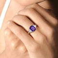 1.45 Ct Cushion Purple Amethyst Lab Diamond Prong Silver Bridge Ring by Fine Color Jewels