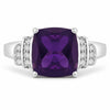 1.45 Ct Cushion Purple Amethyst Lab Diamond Prong Silver Bridge Ring