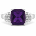 1.45 Ct Cushion Purple Amethyst Lab Diamond Prong Silver Bridge Ring by Fine Color Jewels