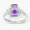 1.45 Ct Cushion Purple Amethyst Lab Diamond Prong Silver Bridge Ring by Fine Color Jewels