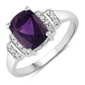 1.45 Ct Cushion Purple Amethyst Lab Diamond Prong Silver Bridge Ring by Fine Color Jewels