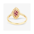 1.45 Ct Marquise Pink Ruby Diamond Prong 10K Gold Halo Pave Band Ring by Fine Color Jewels