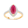1.45 Ct Marquise Pink Ruby Diamond Prong 10K Gold Halo Pave Band Ring