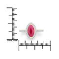1.45 Ct Marquise Pink Ruby Diamond Prong 10K Gold Halo Pave Band Ring by Fine Color Jewels