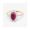 1.45 Ct Marquise Pink Ruby Diamond Prong 10K Gold Halo Pave Band Ring by Fine Color Jewels