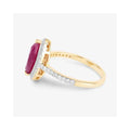 1.45 Ct Marquise Pink Ruby Diamond Prong 10K Gold Halo Pave Band Ring by Fine Color Jewels