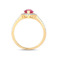 1.45 Ct Marquise Pink Ruby Diamond Prong 10K Gold Halo Pave Band Ring by Fine Color Jewels