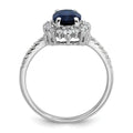 1.45 Ct Oval Blue Lab Created Sapphire and Cubic Zirconia Prong Silver Halo Statement Pave Bridge Ring by Fine Color Jewels