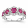 1.45 Ct Round Pink Ruby & Diamond Prong 14K White Gold Five Stone Halo Ring
