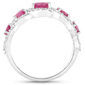 1.45 Ct Round Pink Ruby & Diamond Prong 14K White Gold Five Stone Halo Ring by Fine Color Jewels