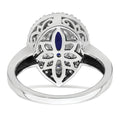 1.46 Ct Pear Blue Created Sapphire & Lab Diamond Prong 14K White Gold Double Halo Filigree Ring by Fine Color Jewels