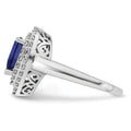 1.46 Ct Pear Blue Created Sapphire & Lab Diamond Prong 14K White Gold Double Halo Filigree Ring by Fine Color Jewels