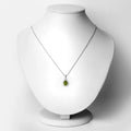1.46 Ct Pear Green Peridot Lab Diamond Prong Silver Halo Teardrop Pendant Necklace by Fine Color Jewels