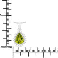 1.46 Ct Pear Green Peridot Lab Diamond Prong Silver Halo Teardrop Pendant Necklace by Fine Color Jewels