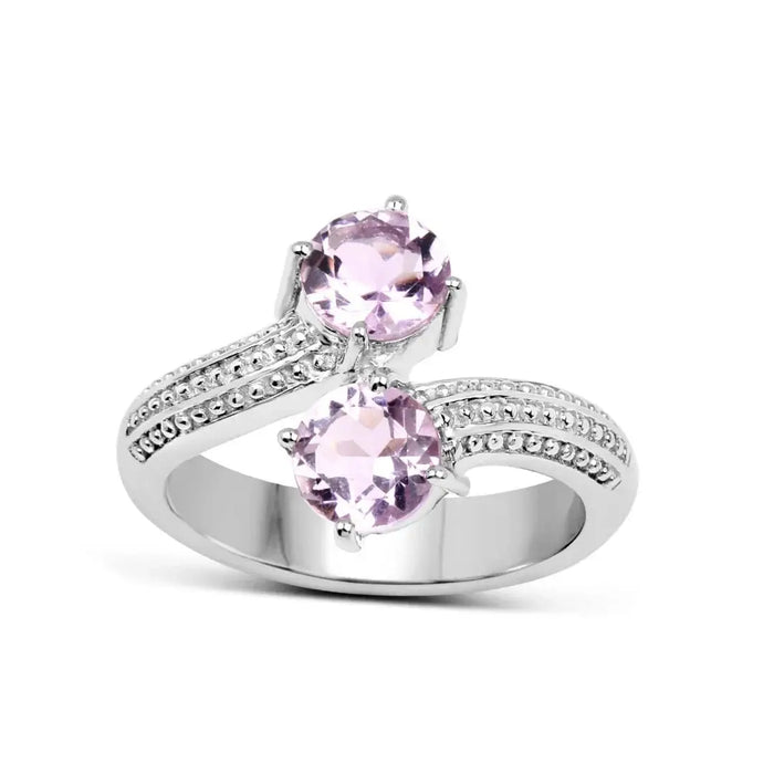1.46 Ct Round Purple Amethyst Prong Silver Bypass Engagement Ring by Fine Color Jewels