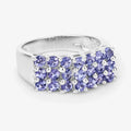 1.47 Ct Round Violet Tanzanite Prong Sterling Silver Cluster Ring by Fine Color Jewels