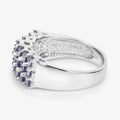 1.47 Ct Round Violet Tanzanite Prong Sterling Silver Cluster Ring by Fine Color Jewels
