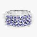 1.47 Ct Round Violet Tanzanite Prong Sterling Silver Cluster Ring by Fine Color Jewels