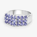 1.47 Ct Round Violet Tanzanite Prong Sterling Silver Cluster Ring by Fine Color Jewels