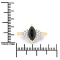1.47ct Marquise Blue Sapphire and White Diamond Prong 14K Yellow Gold Cocktail Ring by Fine Color Jewels