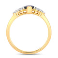 1.47ct Marquise Blue Sapphire and White Diamond Prong 14K Yellow Gold Cocktail Ring by Fine Color Jewels